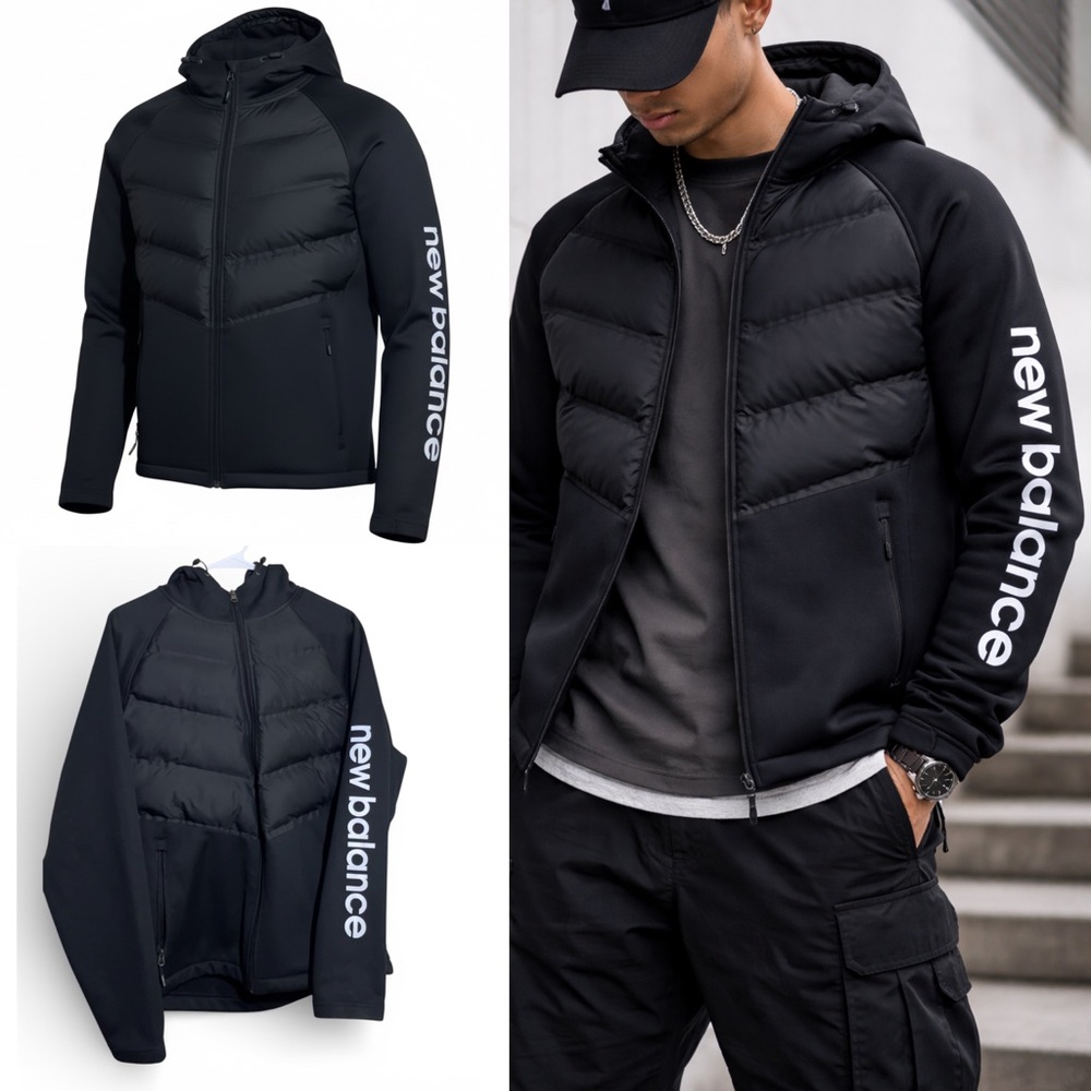 NEW BALANCE STATEMENT HYBRID HOODED PUFFER JACKET | UNISEX M